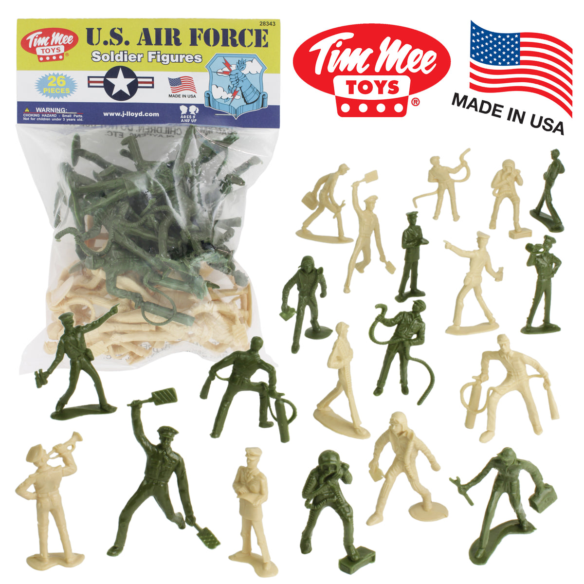 TimMee Jumbo Plastic Army Men Olive Green Soldier Figure Set - US