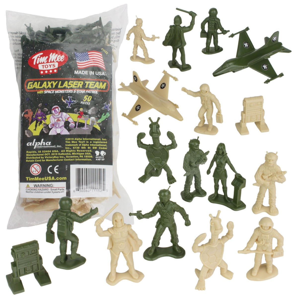TimMee Galaxy Laser Team SPACE Figures Tan vs Green 50pc Set US