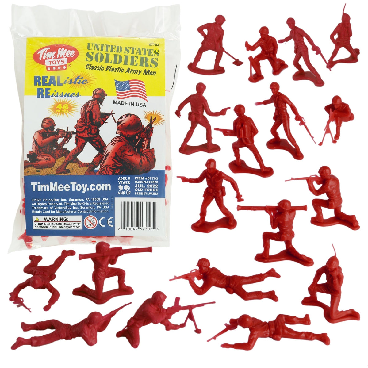 TimMee PLASTIC ARMY Men Red 48pc Toy Soldier Figures - USA Made  Tim Mee  Toy