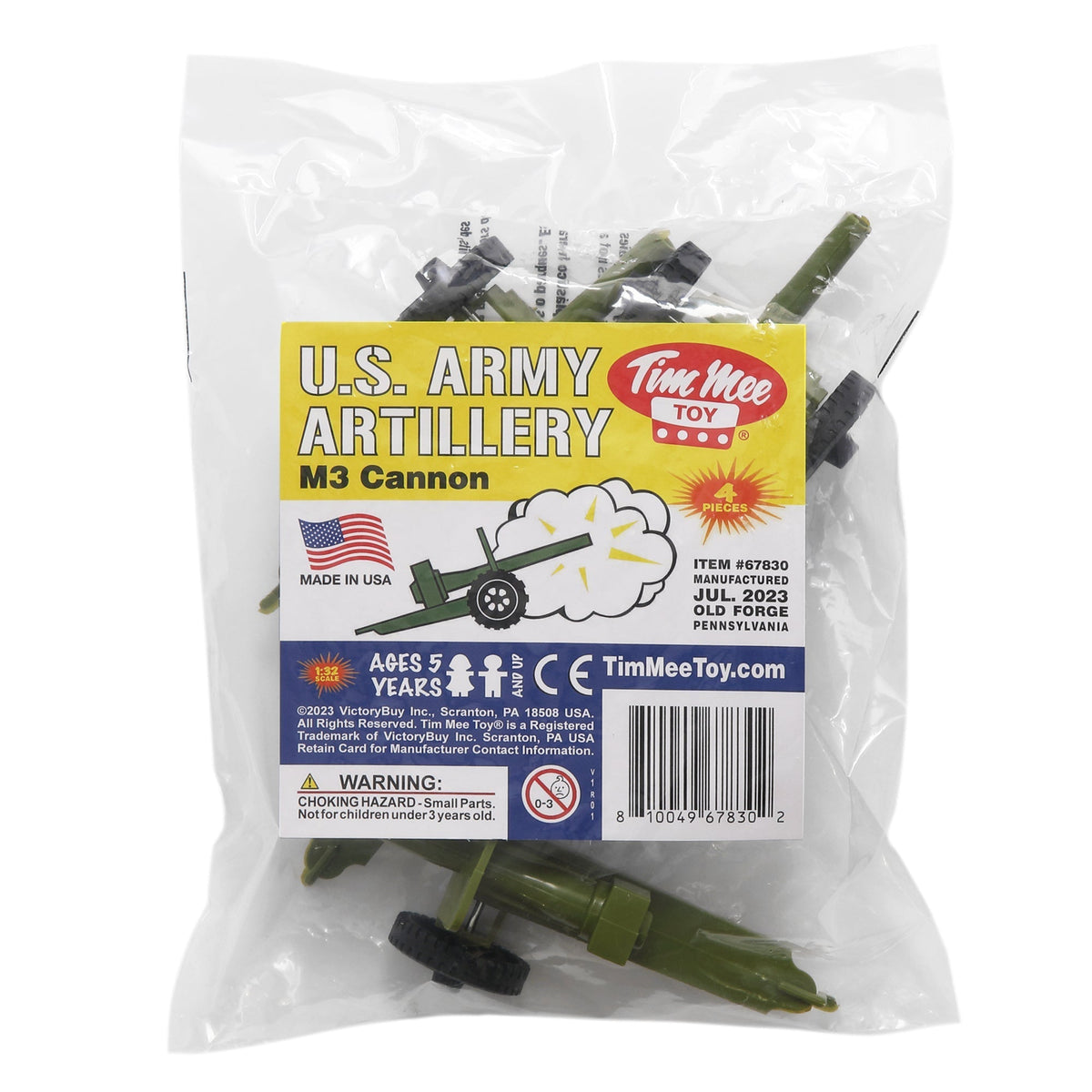 TimMee M3 ARTILLERY - OD Green 4pc Plastic Army Men Cannon Playset