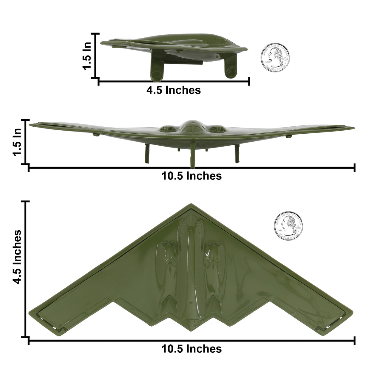 TimMee Air Strike B-2 Stealth Bomber Jets Green Plastic Army 