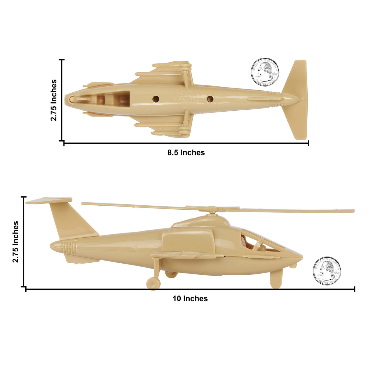 TimMee Air Support HELICOPTERS 2pc Tan Plastic Army Men Choppers