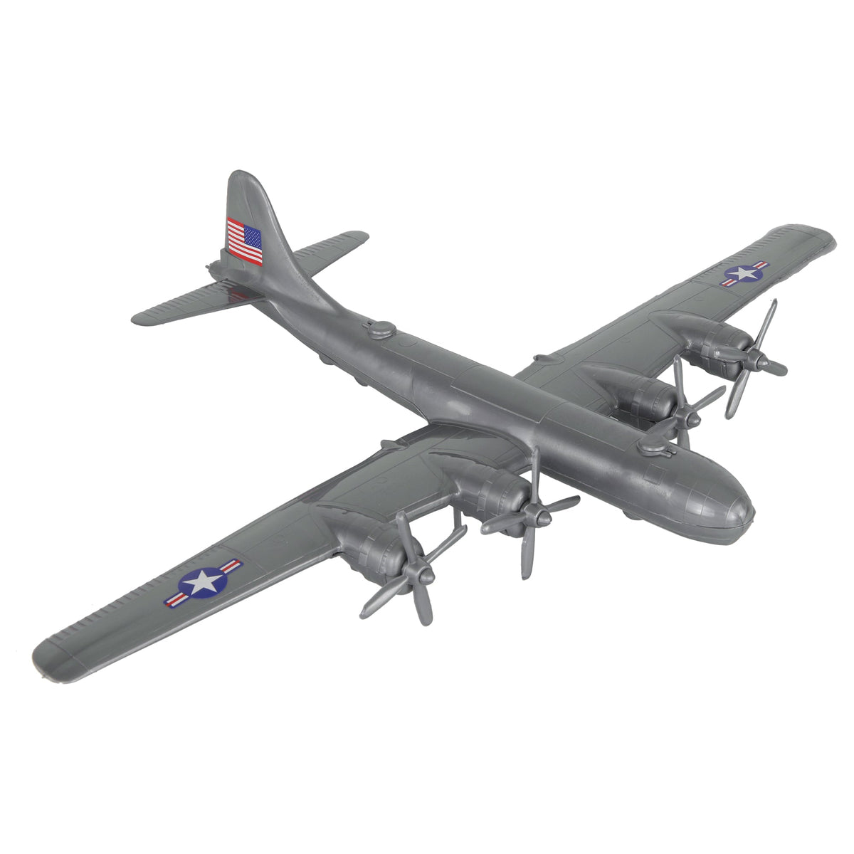TimMee WW2 B-29 Superfortress Bomber Plane Silver-Gray Plastic