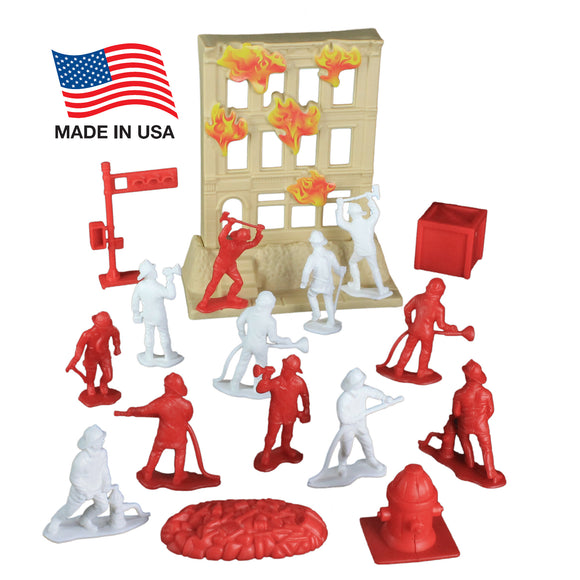 TimMee Fire Rescue Bucket: 33pc of 2.5in Firemen & Accessories - Made in USA!