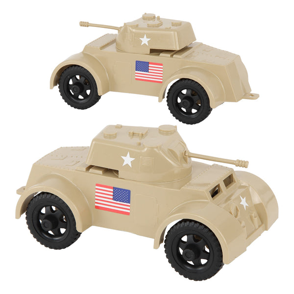 TimMee Staghound Tan Armored Car Plastic Army Men Scout Vehicles