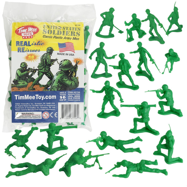 TimMee PLASTIC ARMY Men Green 48pc Toy Soldier Figures Made in USA