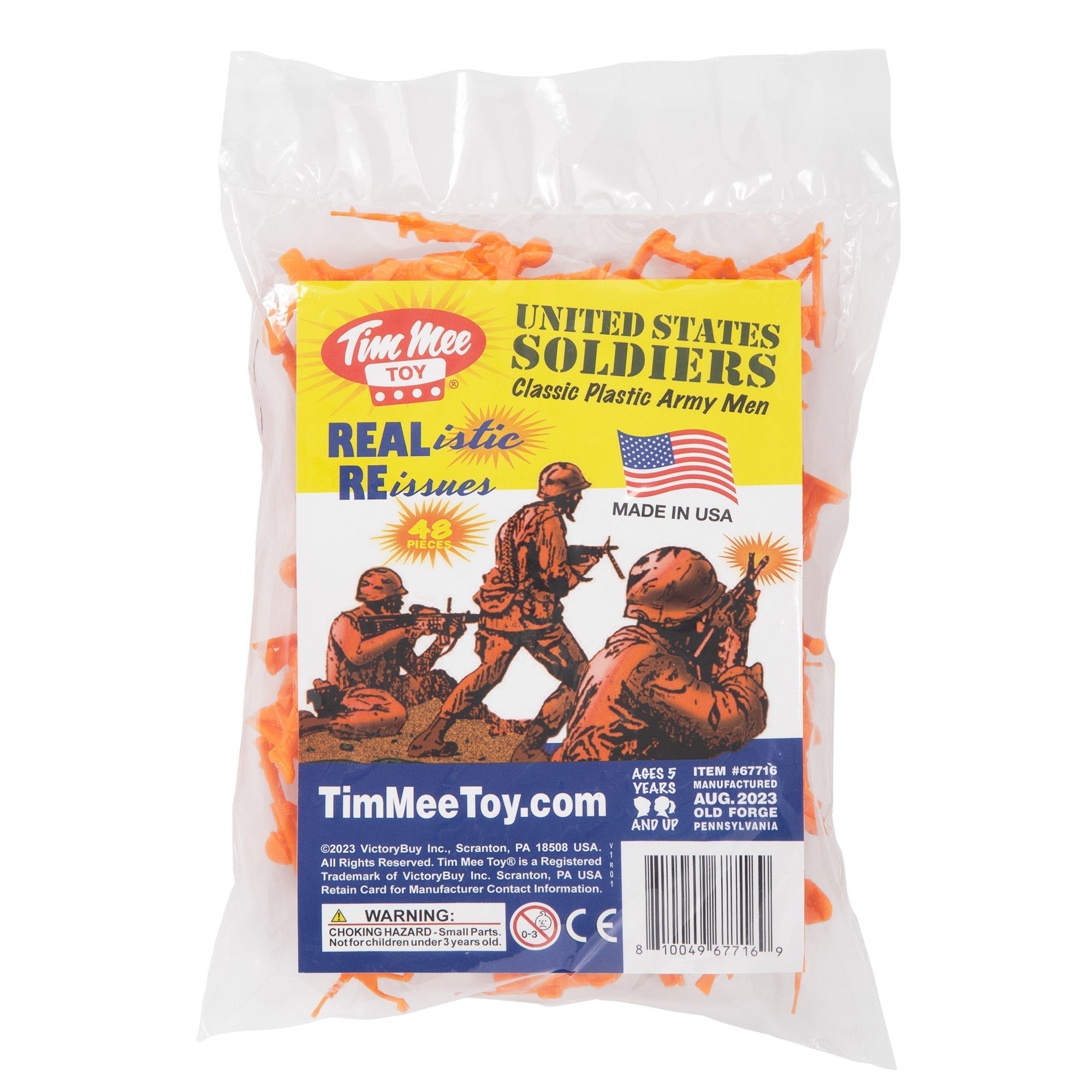 TimMee PLASTIC ARMY Men Orange 48pc Toy Soldier Figures Made in