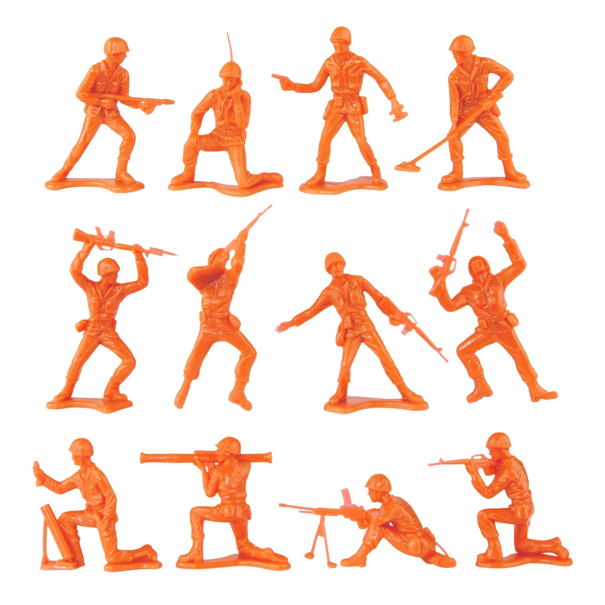 TimMee PLASTIC ARMY Men Orange 48pc Toy Soldier Figures Made in