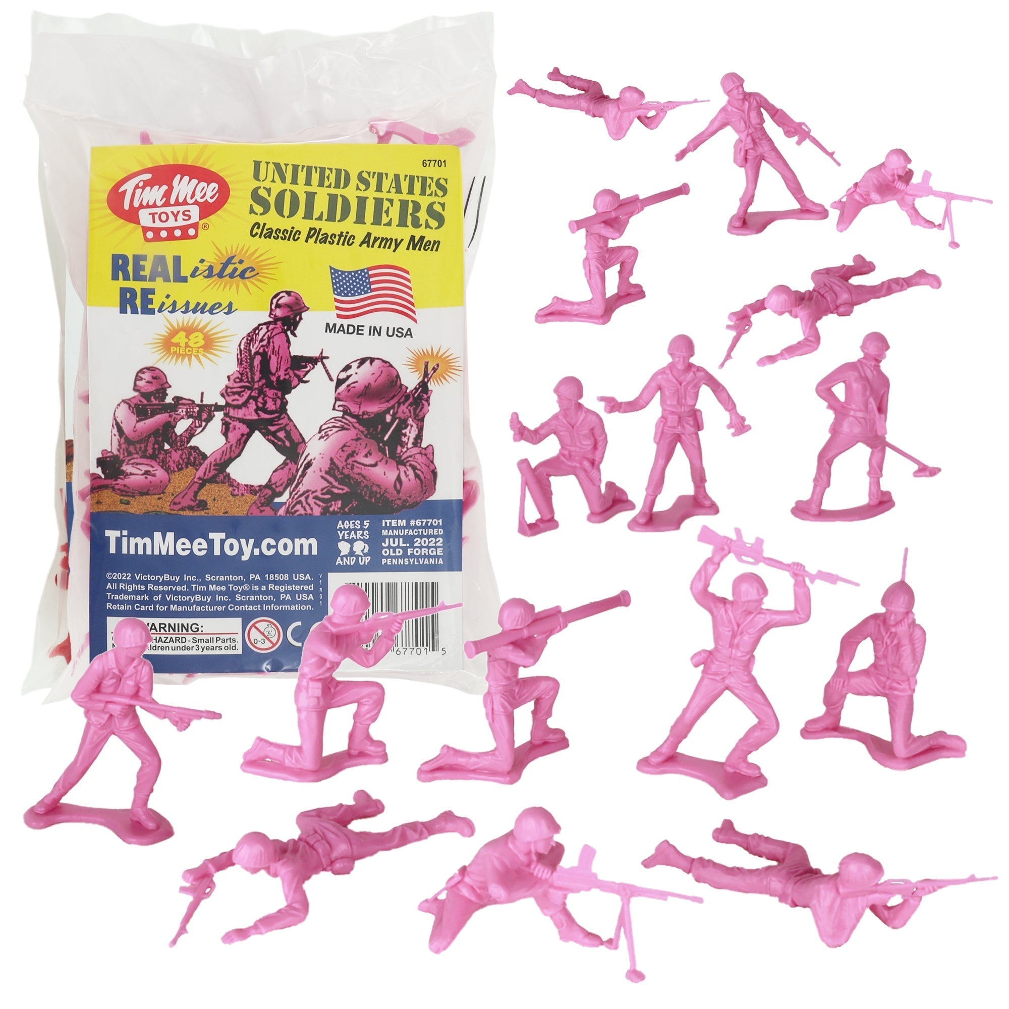 TimMee PLASTIC ARMY Men Pink 48pc Toy Soldier Figures - USA Made Tim Mee Toy TimMee PLASTIC ARMY Men Pink 48pc Toy Soldier Figures - USA Made Tim Mee Toy