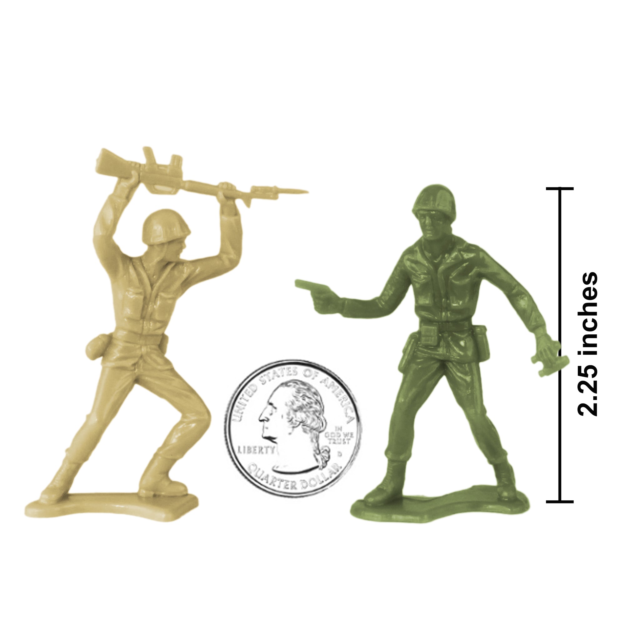 TimMee BUCKET of ARMY Men - OD Green vs Tan 54pc Soldier Playset