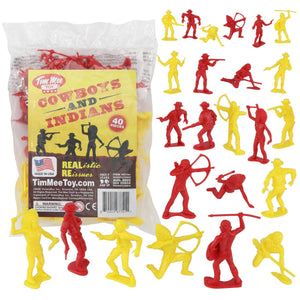 Lot Cowboys Indiens - Figurines Timpo Britains Elastolin - Collection Piétons Cavaliers