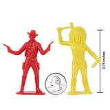 Tim Mee Toy Western Cowboys & Plains Indian Native American Red and Yellow Plastic Toy Figures Scale Image