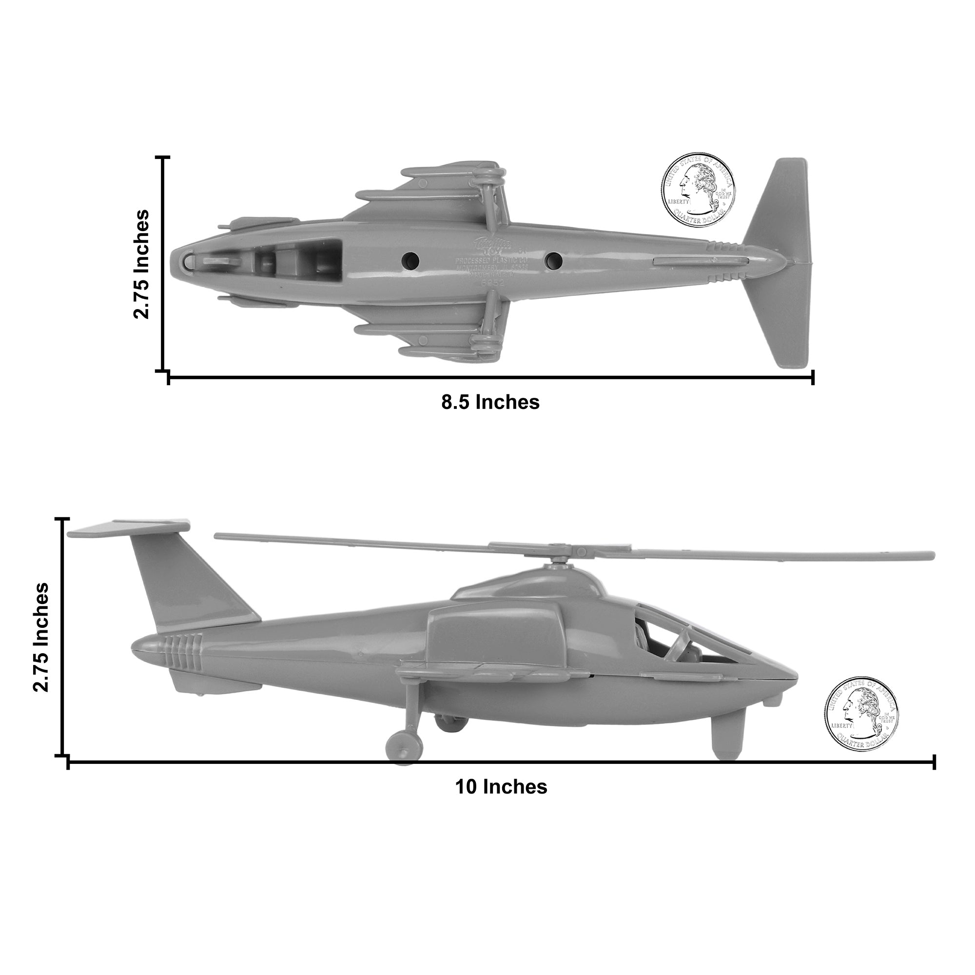 TimMee Air Support HELICOPTERS 2pc Gray Plastic Army Men Choppers