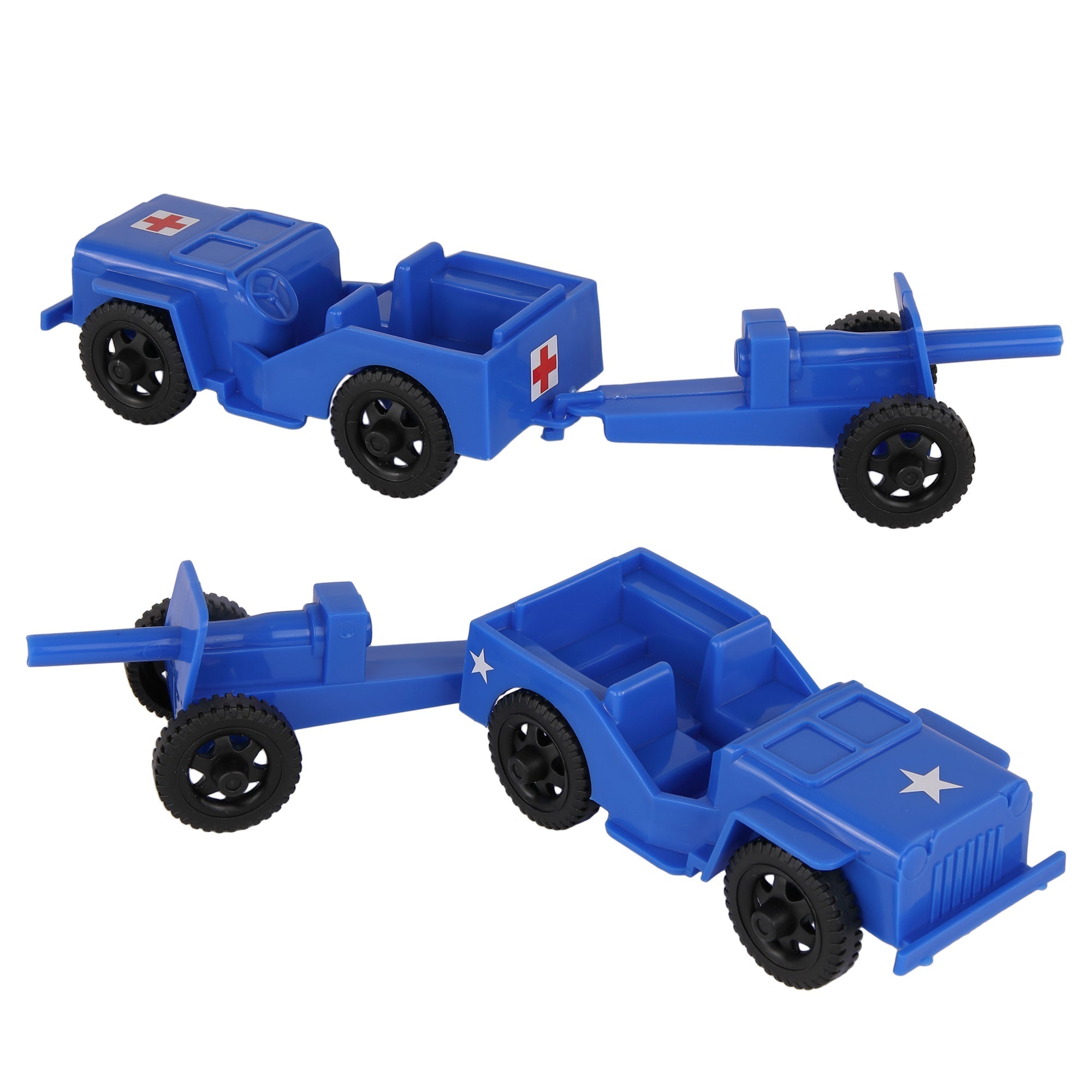 TimMee COMBAT PATROL Willys & Artillery - Blue 4pc Playset USA
