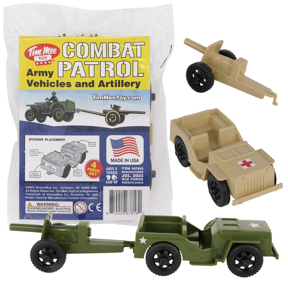 TimMee COMBAT PATROL Willys & Artillery - OD Green & Tan 4pc