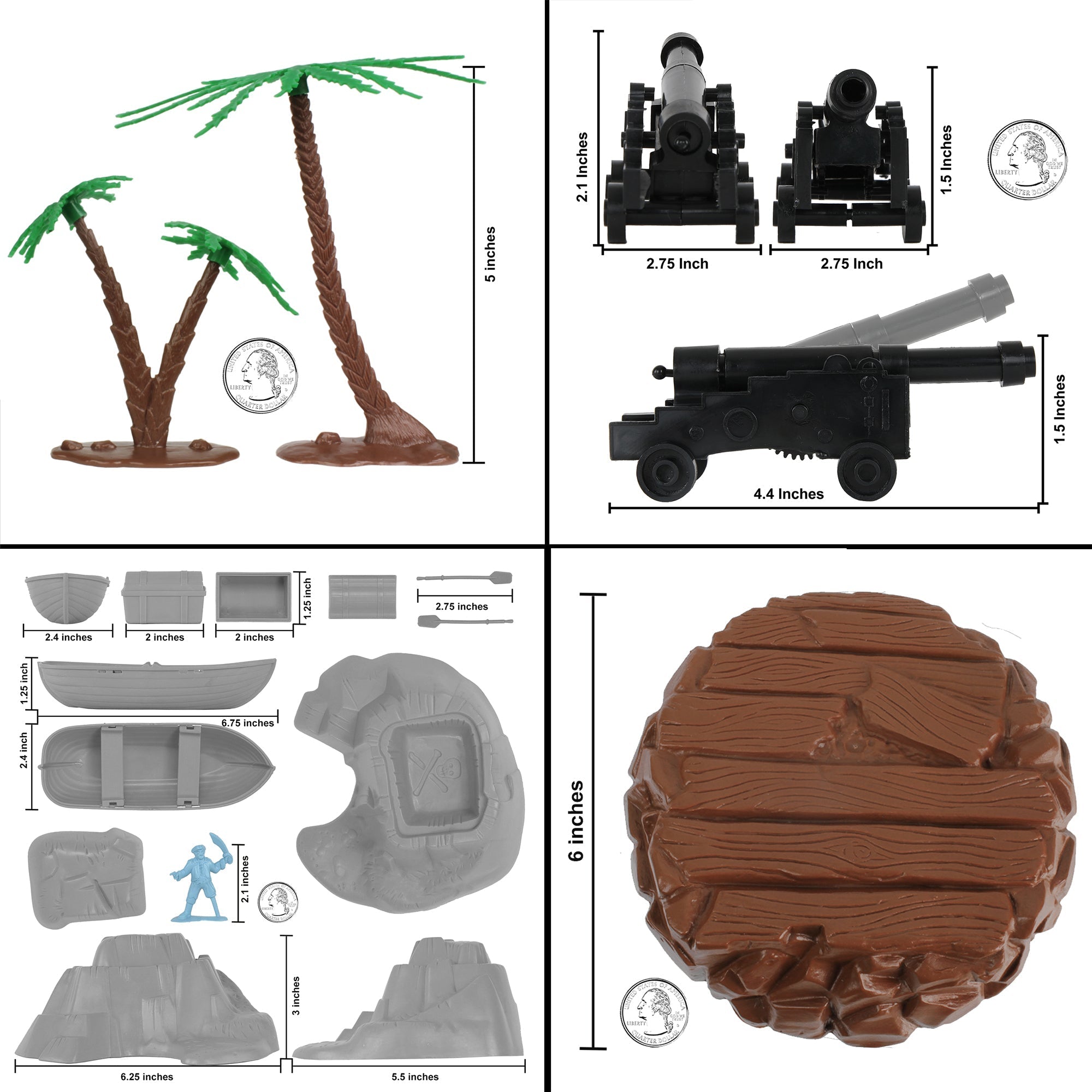 Tim Mee PIRATES of TREASURE ISLAND Plastic Figure 87pc Bucket