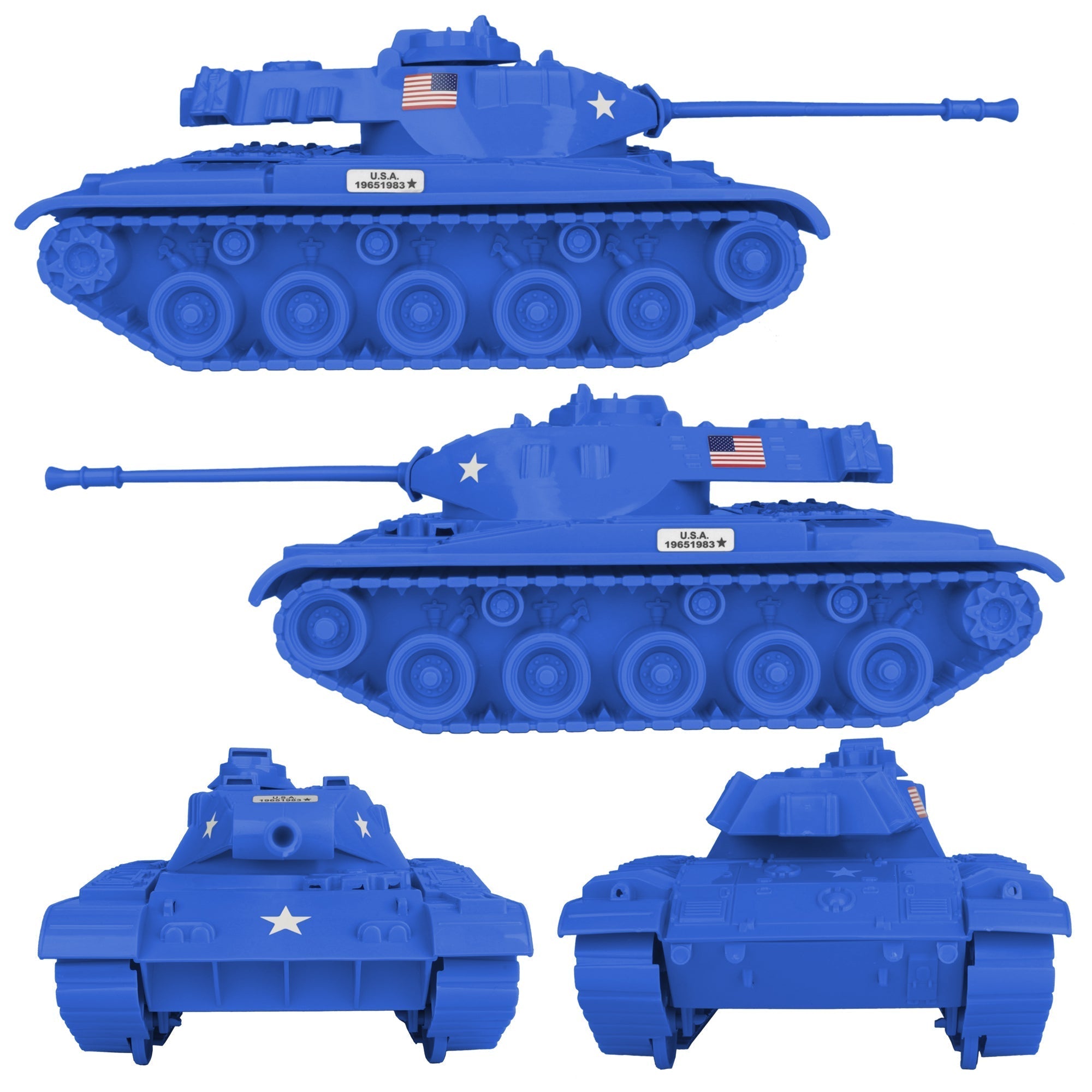 Tim Mee Toy Walker Bulldog TANK Playset- Blue 13pc - USA Made