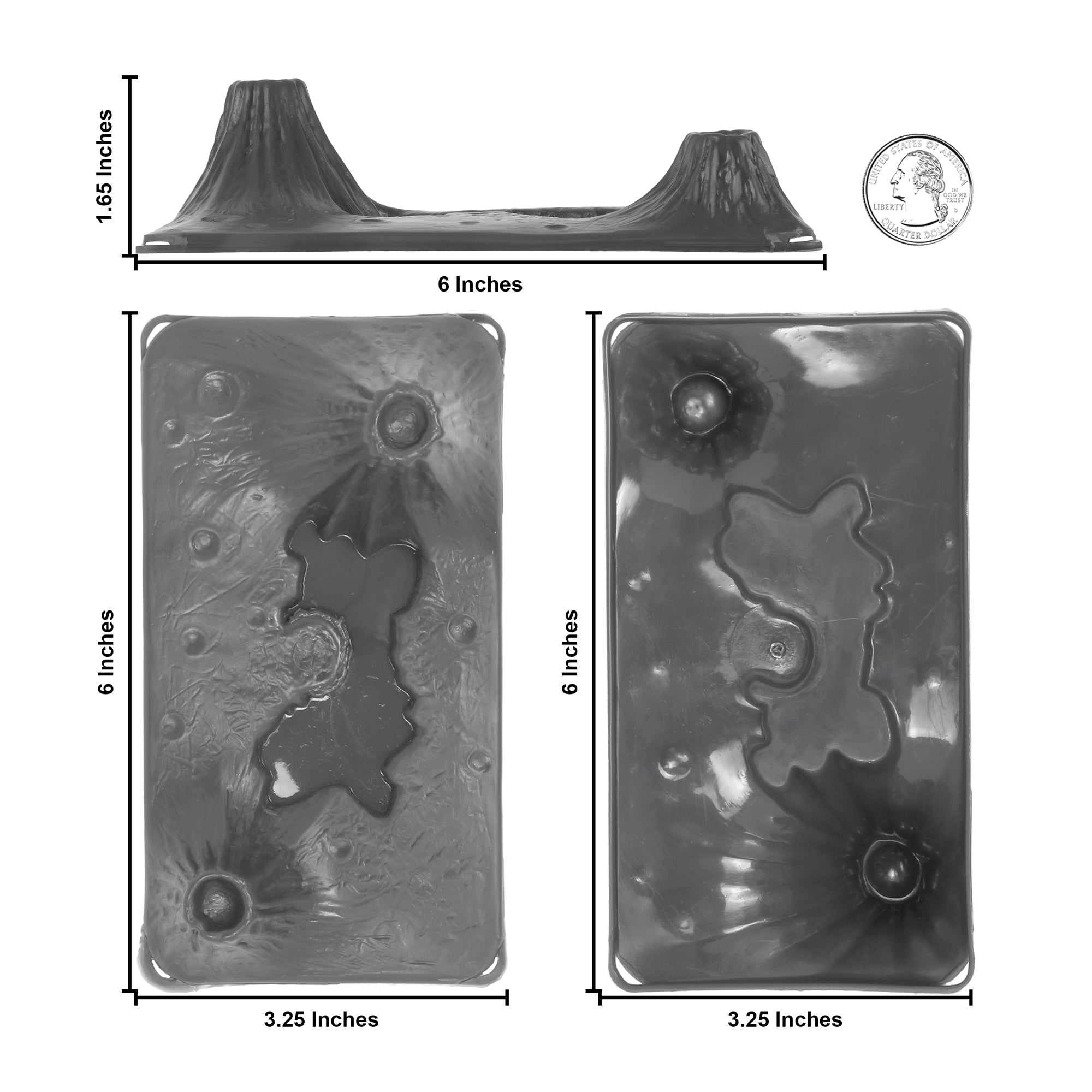 TimMee Volcanic Terrain 3pc Charcoal Gray Plastic Playset