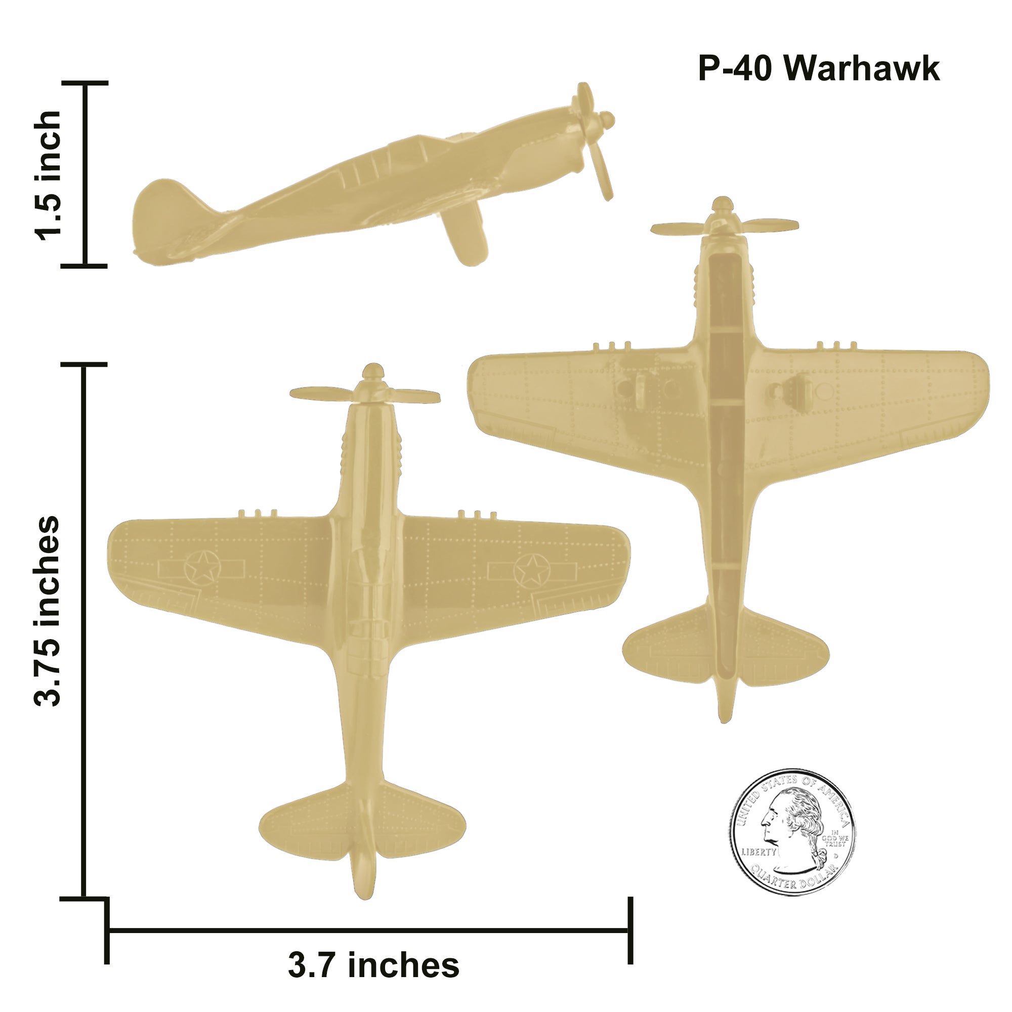 TimMee WW2 Fighter Ace Planes Tan 9pc Plastic Army Men Airplanes