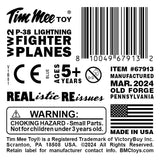 Tim Mee Toy WW2 P-38 Lightning Blue Color Plastic Fighter Planes Label Art