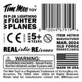 im Mee Toy WW2 P-38 Lightning Silver-Gray Color Plastic Fighter Planes  Label Art