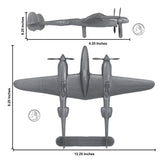 Tim Mee Toy WW2 P-38 Lightning Silver-Gray Color Plastic Fighter Planes Scale
