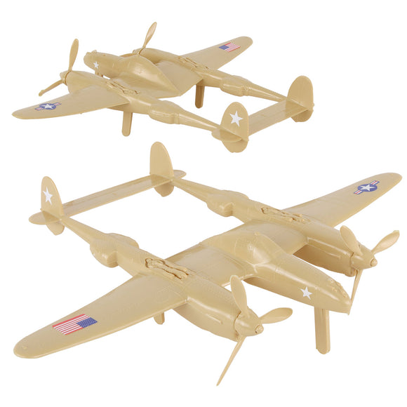 Tim Mee Toy WW2 P-38 Lightning Tan Color Plastic Fighter Planes Vignette 